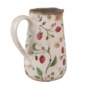 26CE1633M Decoration can 16x12x18 cm Beige Red Ceramic Strawberries Pitcher