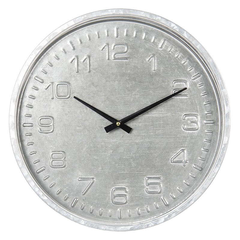 6KL0567 Wall Clock Ø 39 cm  Grey Wood Round Hanging Clock