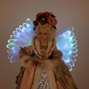 250761 Christmas Decoration with LED Lighting and Music Angel 65 cm Pink Plastic