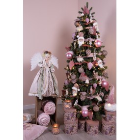 250761 Christmas Decoration with LED Lighting and Music Angel 65 cm Pink Plastic