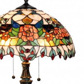 25LL-5530 Lampe de table Tiffany Ø 41x67 cm  Rouge Vert Verre Rose Demi-cercle Lampe de bureau Tiffany