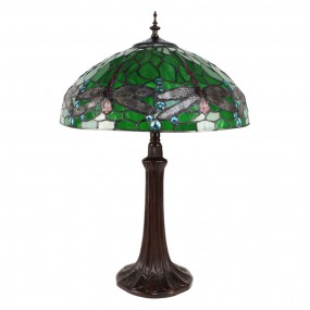 25LL-9337GR Tiffany Tafellamp  Ø 41x59 cm  Groen Geel Metaal Glas Libelle Tiffany Bureaulamp