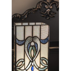 25LL-9911 Lampe de table Tiffany 18x18x45 cm  Blanc Bleu Verre Rectangle Lampe de bureau Tiffany