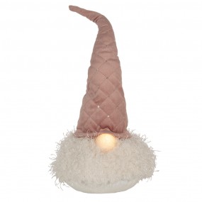 265243 Christmas Decoration with LED Lighting Gnome 44 cm Pink Fabric Christmas Figurines