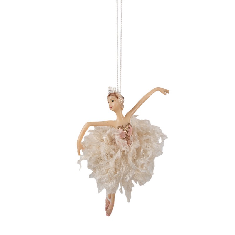 65264 Ornamento Natalizio Ballerina  15 cm Rosa Beige Poliresina Decorazioni Albero Natale