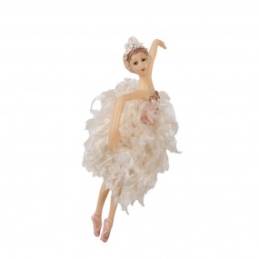 265264 Ornamento Natalizio Ballerina  15 cm Rosa Beige Poliresina Decorazioni Albero Natale