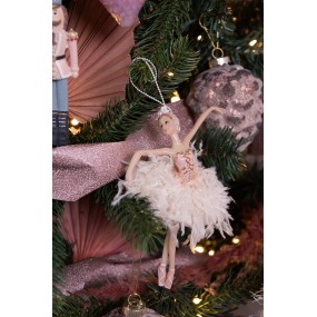 265264 Christmas Ornament Ballerina 15 cm Pink Beige Polyresin Christmas Tree Decorations