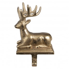 26AL0068 Hook Christmas Stocking Reindeer 21 cm Gold colored Aluminium
