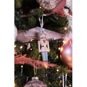 26PR3805 Christmas Ornament Nutcracker 4x3x13 cm Pink Plastic Christmas Bauble