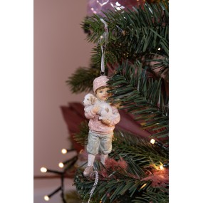 26PR4914 Ornamento Natalizio Bambino 11 cm Rosa Poliresina Decorazioni Albero Natale