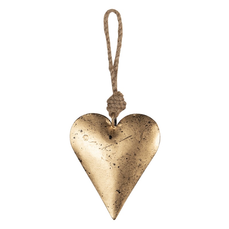 6Y4500 Pendant Heart 8x2x10 cm Gold colored Metal Heart-Shaped Home Decor