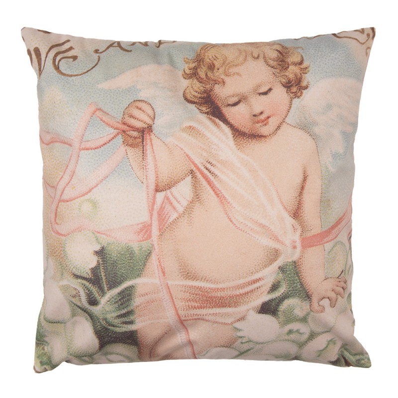 SWC23 Cushion Cover 45x45 cm Pink White Polyester Angel Pillow Cover