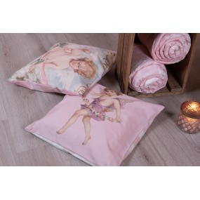 2SWC23 Cushion Cover 45x45 cm Pink White Polyester Angel Pillow Cover
