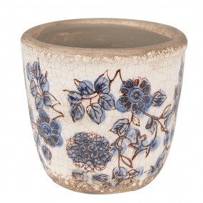 26CE1619S Pot de fleurs Ø 13x12 cm Beige Bleu Céramique Fleurs Pot de fleurs d'intérieur