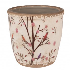 26CE1641L Pot de fleurs Ø 16x16 cm Beige Marron Céramique Branches Pot de fleurs d'intérieur