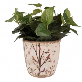 26CE1641L Pot de fleurs Ø 16x16 cm Beige Marron Céramique Branches Pot de fleurs d'intérieur