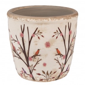 26CE1641S Pot de fleurs Ø 13x12 cm Beige Marron Céramique Branches Pot de fleurs d'intérieur