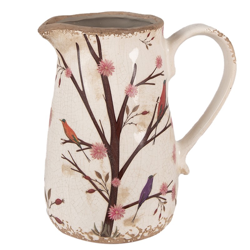 6CE1643M Decoration can 16x12x18 cm Beige Brown Ceramic Branches Pitcher