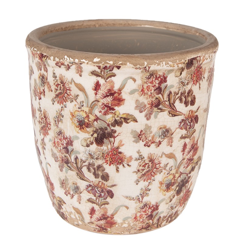 6CE1649L Pot de fleurs Ø 16x16 cm Beige Rose Céramique Fleurs Pot de fleurs d'intérieur