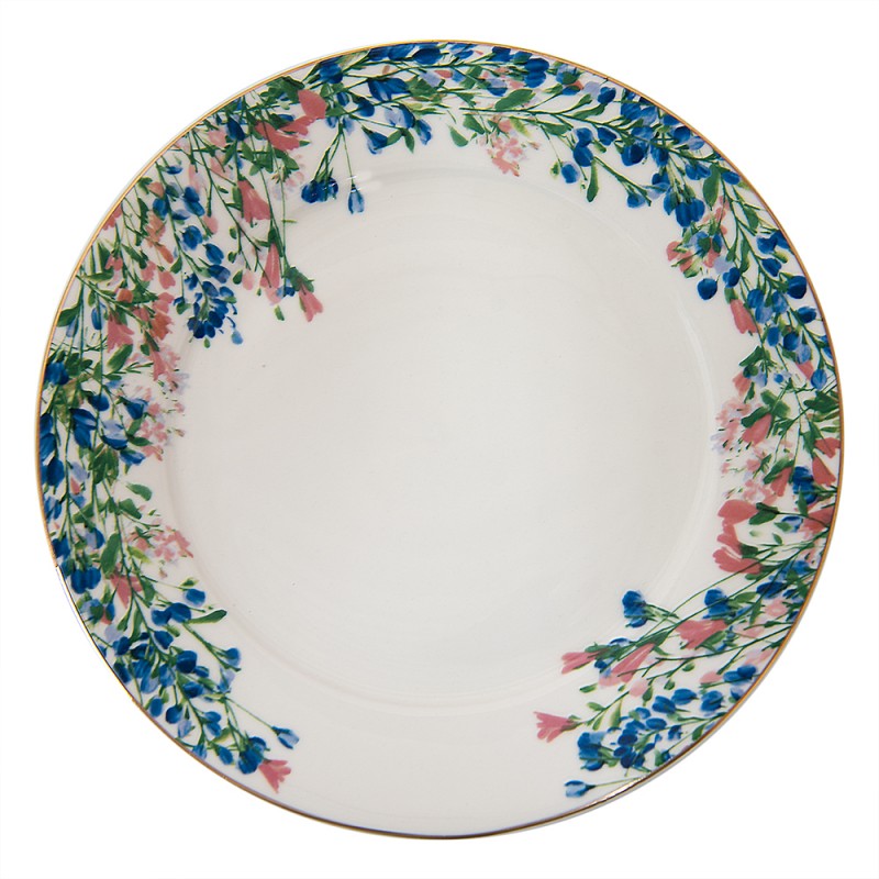 FISDP Breakfast Plate Ø 21 cm Blue White Porcelain Flowers Plate