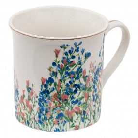 2FISMU Mug 330 ml Bleu Blanc Porcelaine Fleurs Tasse à thé