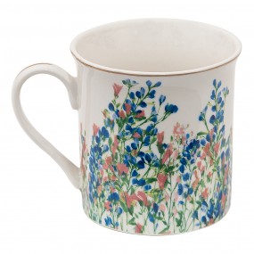 2FISMU Mug 330 ml Bleu Blanc Porcelaine Fleurs Tasse à thé