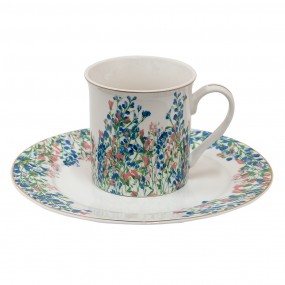 2FISMU Mug 330 ml Blue White Porcelain Flowers Tea Mug