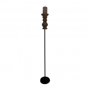 250694 Candle holder 102 cm Black Brown Wood Iron Candlestick