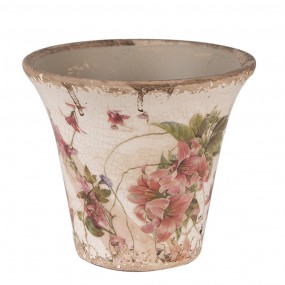 26CE1627M Pot de fleurs Ø 13x11 cm Beige Rose Céramique Fleurs Pot de fleurs d'intérieur