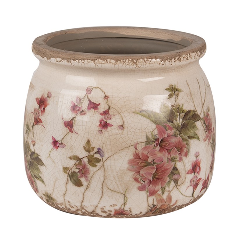 6CE1628M Pot de fleurs Ø 16x13 cm Beige Rose Céramique Fleurs Pot de fleurs d'intérieur