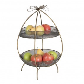 26Y5326 2-Tiered Stand Ø 34x51 cm Gold colored Iron Round Fruit Bowl Stand