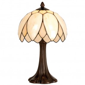 25LL-5135 Lampe de table Tiffany Ø 25x42 cm  Beige Marron Verre Lampe de bureau Tiffany