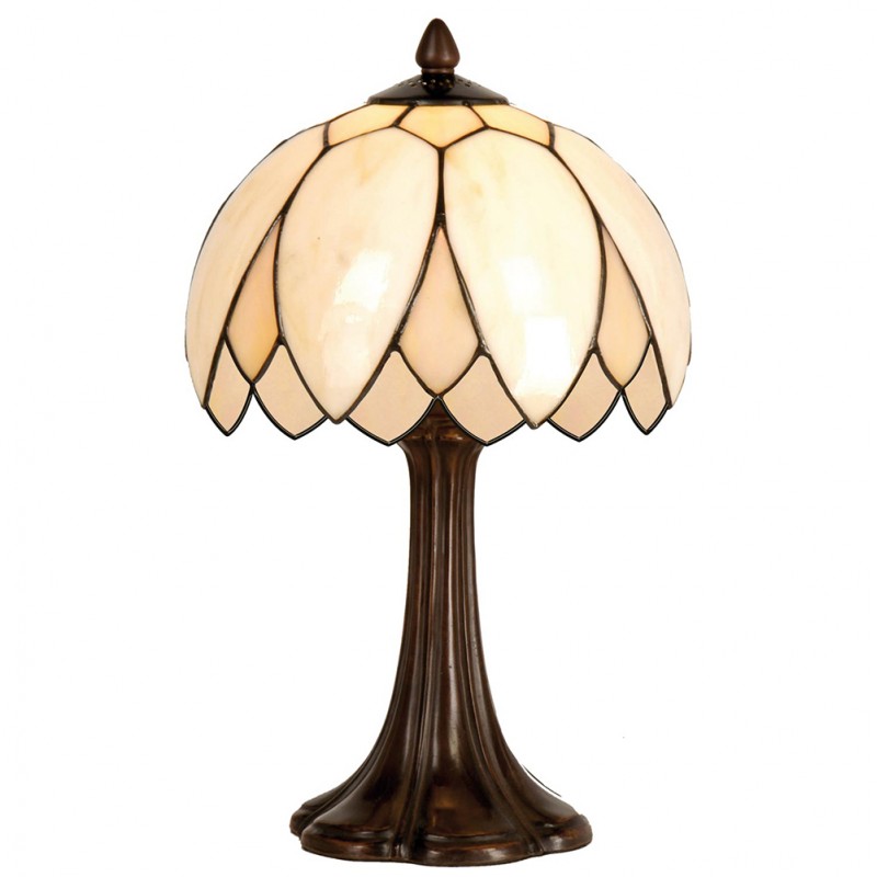 5LL-5135 Lampe de table Tiffany Ø 25x42 cm  Beige Marron Verre Lampe de bureau Tiffany