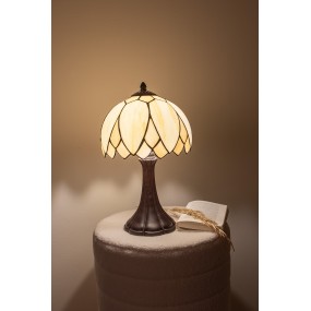 25LL-5135 Lampe de table Tiffany Ø 25x42 cm  Beige Marron Verre Lampe de bureau Tiffany