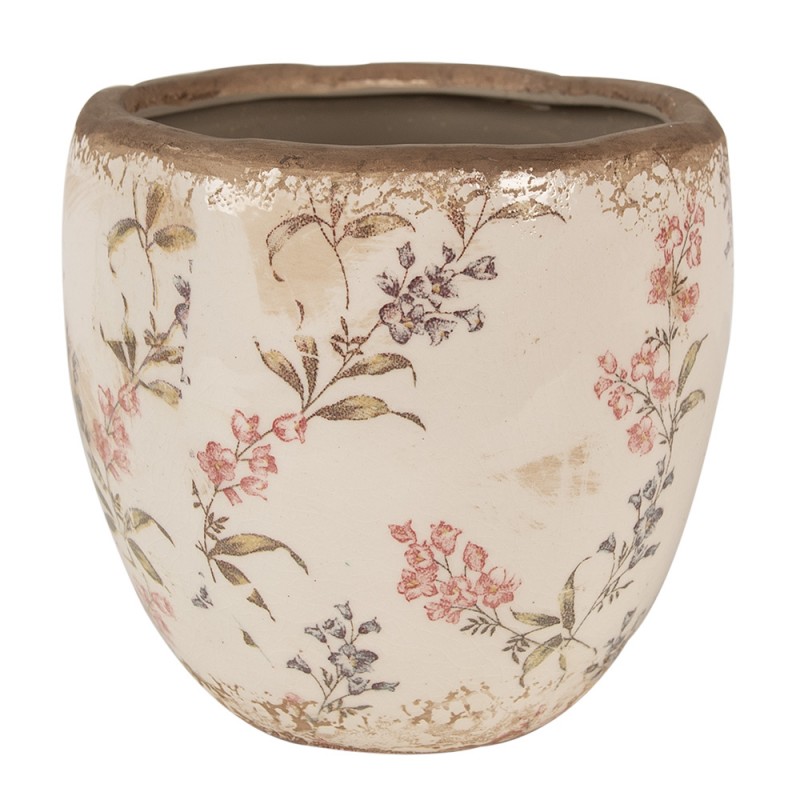 6CE1615M Pot de fleurs Ø 14x14 cm Beige Rose Céramique Fleurs Pot de fleurs d'intérieur