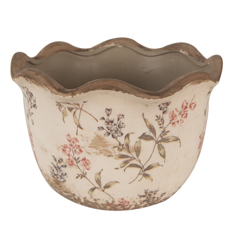 6CE1617L Pot de fleurs Ø 20x13 cm Beige Rose Céramique Fleurs Pot de fleurs d'intérieur