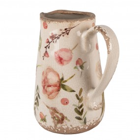 26CE1624M Decoration can 17x12x18 cm Beige Pink Ceramic Flowers Pitcher