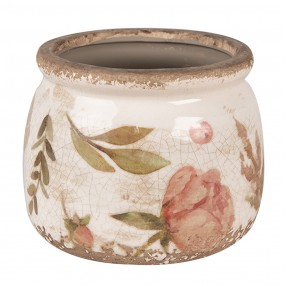 26CE1625S Pot de fleurs Ø 12x10 cm Beige Rose Céramique Fleurs Pot de fleurs d'intérieur