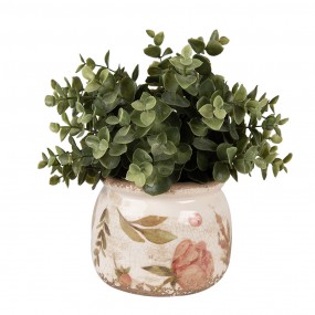 26CE1625S Pot de fleurs Ø 12x10 cm Beige Rose Céramique Fleurs Pot de fleurs d'intérieur