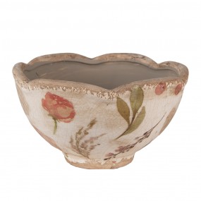 26CE1626S Pot de fleurs Ø 16x9 cm Beige Rose Céramique Fleurs Pot de fleurs d'intérieur