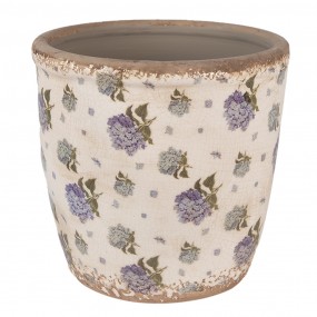 26CE1638L Pot de fleurs Ø 16x16 cm Beige Bleu Céramique Fleurs Pot de fleurs d'intérieur