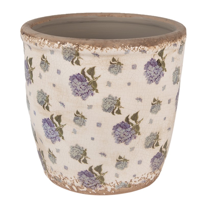 6CE1638L Bloempot  Ø 16x16 cm Beige Blauw Keramiek Bloemen Bloempot Binnen