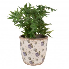 26CE1638L Planter Ø 16x16 cm Beige Blue Ceramic Flowers Indoor Planter