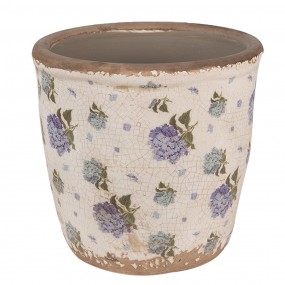 26CE1638M Fioriera Ø 14x13 cm Beige Blu  Ceramica Fiori  Fioriera per interni