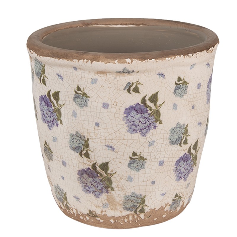 6CE1638M Bloempot  Ø 14x13 cm Beige Blauw Keramiek Bloemen Bloempot Binnen