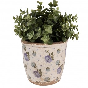 26CE1638M Planter Ø 14x13 cm Beige Blue Ceramic Flowers Indoor Planter