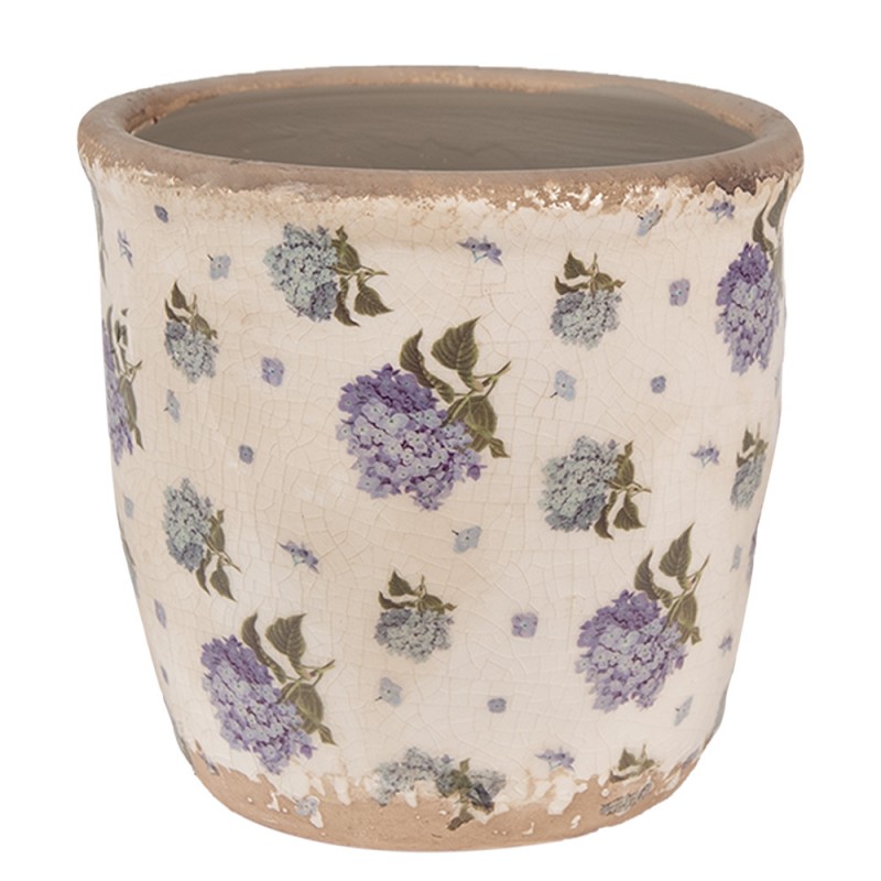 6CE1638S Pot de fleurs Ø 13x12 cm Beige Bleu Céramique Fleurs Pot de fleurs d'intérieur