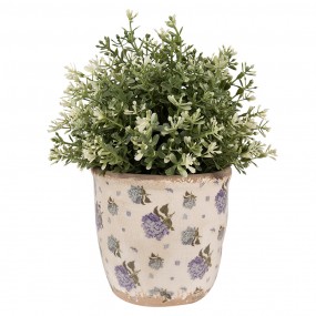 26CE1638S Planter Ø 13x12 cm Beige Blue Ceramic Flowers Indoor Planter