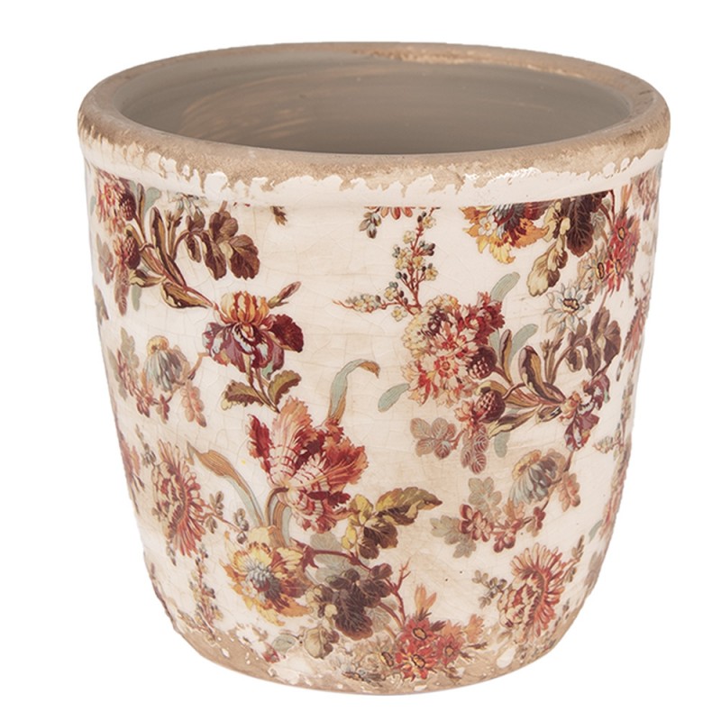 6CE1649S Pot de fleurs Ø 13x13 cm Beige Rose Céramique Fleurs Pot de fleurs d'intérieur