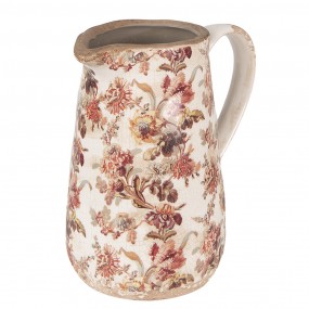 26CE1651M Decoration can 16x12x18 cm Beige Pink Ceramic Flowers Pitcher